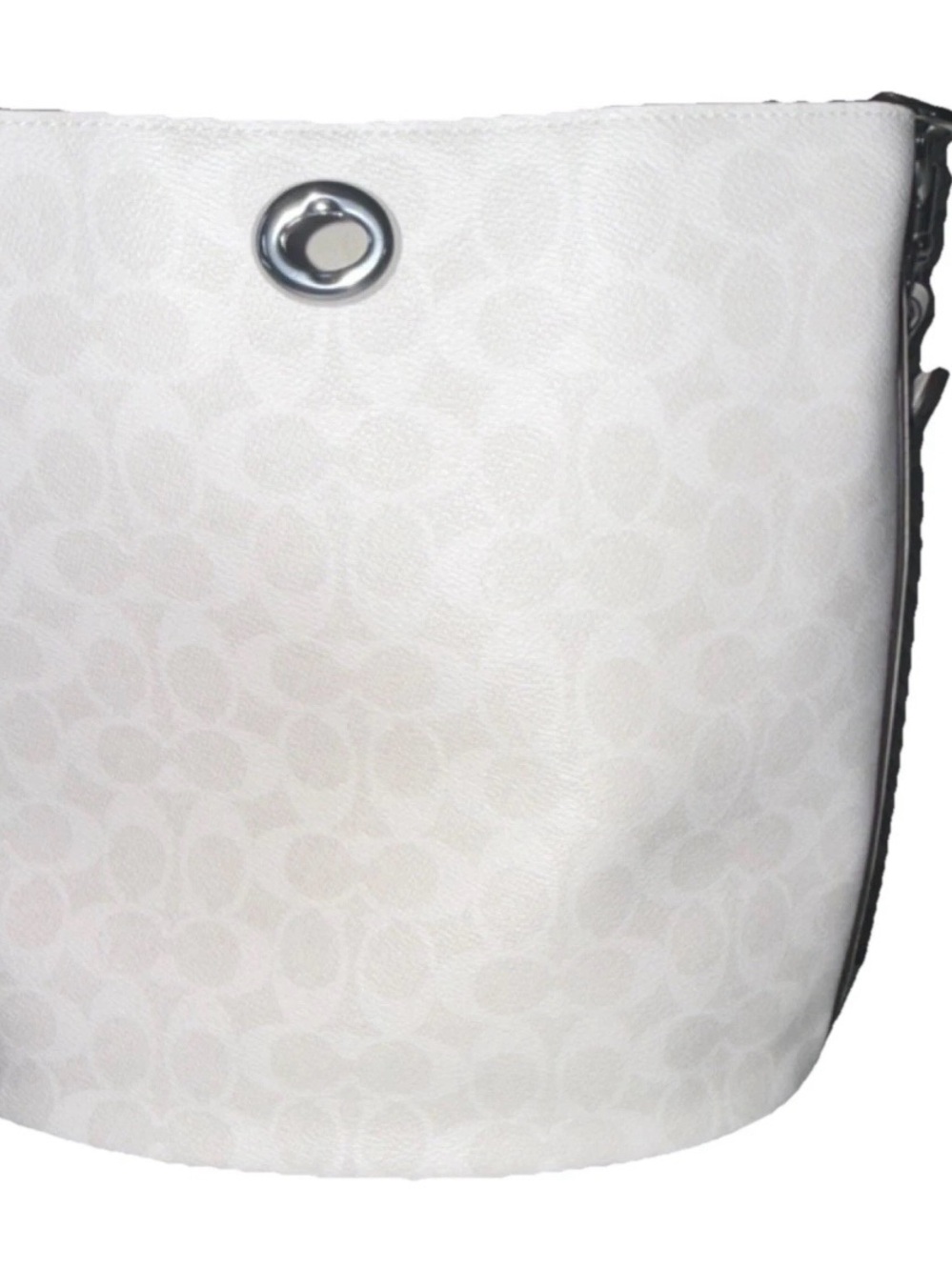Coach White Signature Canvas Willow Soft BucketShoulder Bag with Silver Hardware